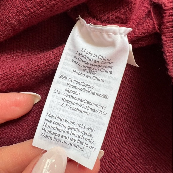 J CREW BURGUNDY LONG SLEEVE CASHMERE BLEND CREWNECK SWEATER SIZE MEDIUM - Picture 6 of 7